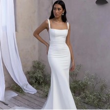 Elegant Mermaid Wedding Dresses Spagetti Strap Sleeveless Beach Bride Gowns