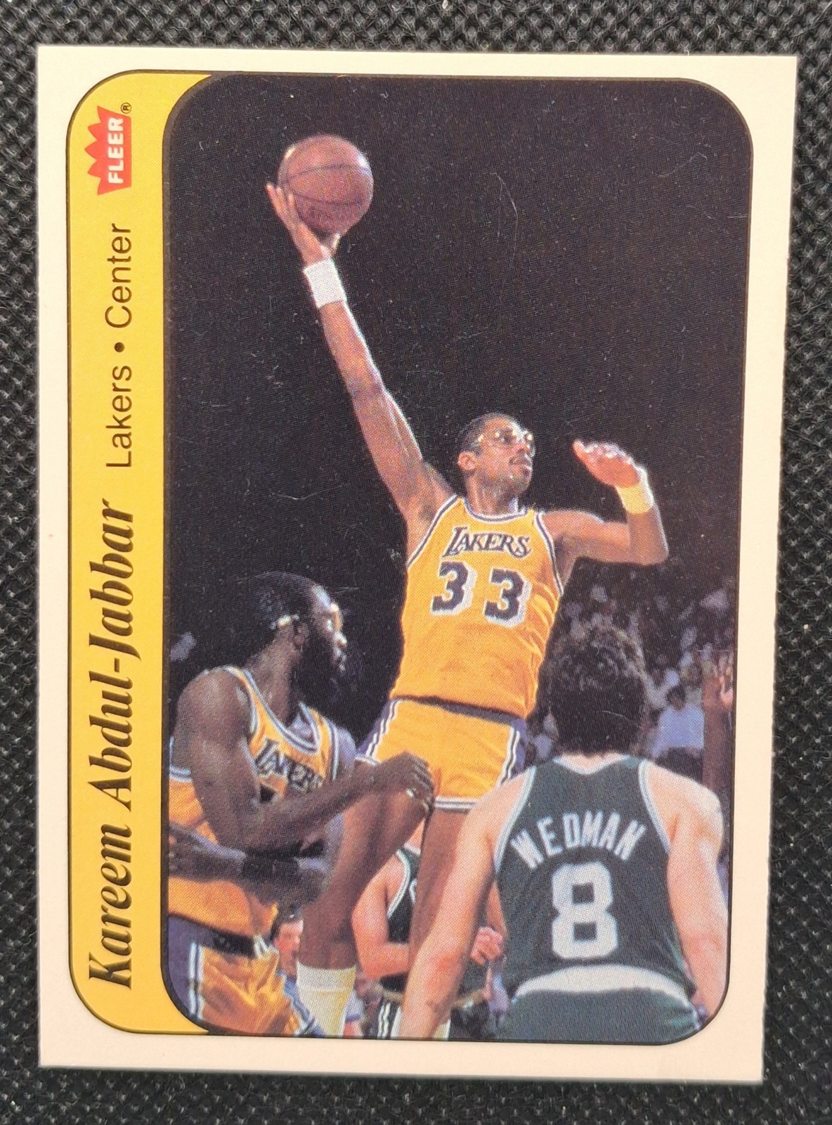 1986 Fleer Sticker, Kareem Abdul-Jabbar, #1, Los Angeles Lakers, HOF