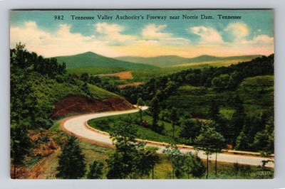 Tennessee TN Norris Dam Tennessee Valley Authority's Freeway Vintage Postcard