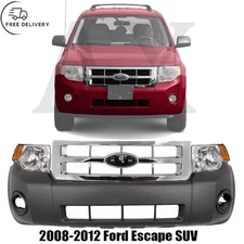 Front Bumper Cover & Grille Assembly Chrome For 2008-2012 Ford Escape SUV