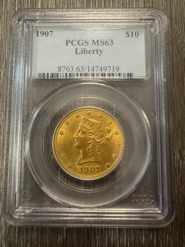 Gold - 1907 LIBERTY HEAD EAGLE  PCGS MS-63