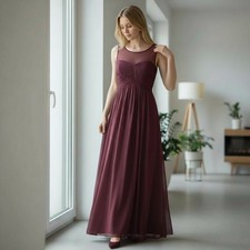 NWT Birdy Grey Size Medium Cabernet Red Illusion Neckline Ryan Bridesmaid Dress