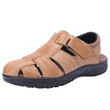 Closed Toe Sandals For Men,Genuine Leather Closed Toe Leather Fisherman Outdo...