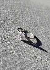 Sterling Silver 1CT CZ Oval Cut Engagement Ring - Size L 1/2