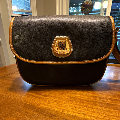 Lancel Black Brown Shoulder Bag Gold Hardware Magnetic Closure Adjustable Strap