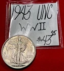 1943 Walking Liberty Silver Half Dollar (UNC) Uncirculated! “WWII” ENN Coin