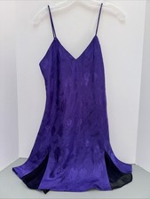 Vintage Victoria s Secret Gold Label Chemise Slip Dress Purple Black Medium