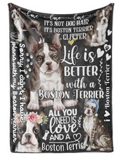 Huglanket Boston Terrier Gifts Throws for Women Men, Flannel Blanket for Dog Mom