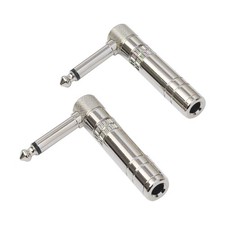 WJSTN Right Angle 1/4 TRS Adapter, 6.35mm Male to Female Stereo Black/Gold