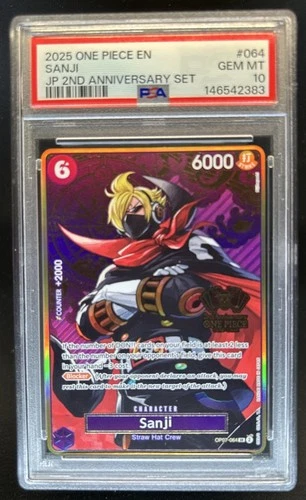 2025 One Piece 2nd Anniversary Set Sanji #OP07-064 PSA 10 GEM MINT
