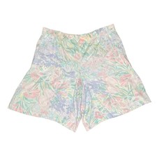 80's Vintage High Waisted Pastel Culottes Shorts size 14 Abstract Floral Cottage