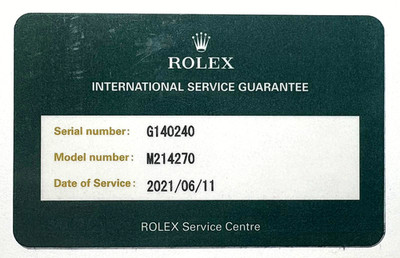 Rolex Explorer 214270 Green International 2-Yr Service Warranty Certificate Cert