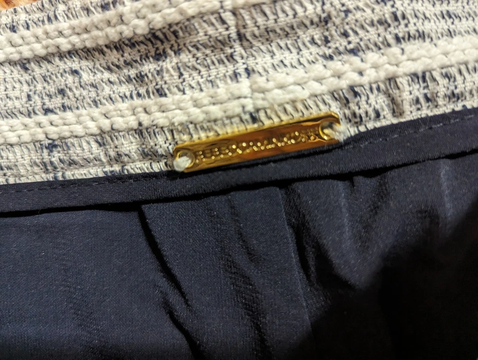 Pantalones Rebecca Minkoff Azul Gris Azul Marino Algodón Lino Rayas 2013 Pasarela Cruz Talla 2 Foto 3 de 4