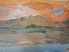 original art paint Acrylic Paper Abstract Landscape 6"x9" Reflections at Sunset
