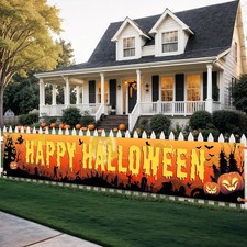 Happy Halloween Banners For Outside - Large 120x20 Inches