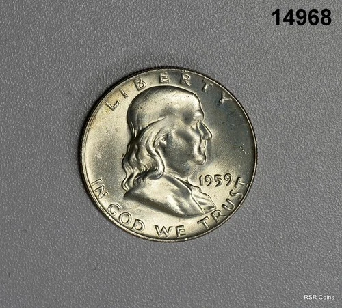 1959 D FRANKLIN HALF DOLLAR 90% SILVER CHOICE BU FBL #14968