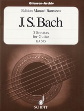 JS Bach 3 Sonatas for Classical Guitar Solo Sheet Music Manuel Barrueco Book