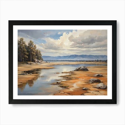 Getrockneter See Kunstdruck gerahmt Wandbild Poster Leinwanddruck Bild