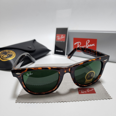 Ray-Ban RB2140 Original Wayfarer Sunglasses tortoise green Made in Italy. ?? Ray Ban RB2140 Wayfarer Top Black on White Sunglasses CC  main image 3