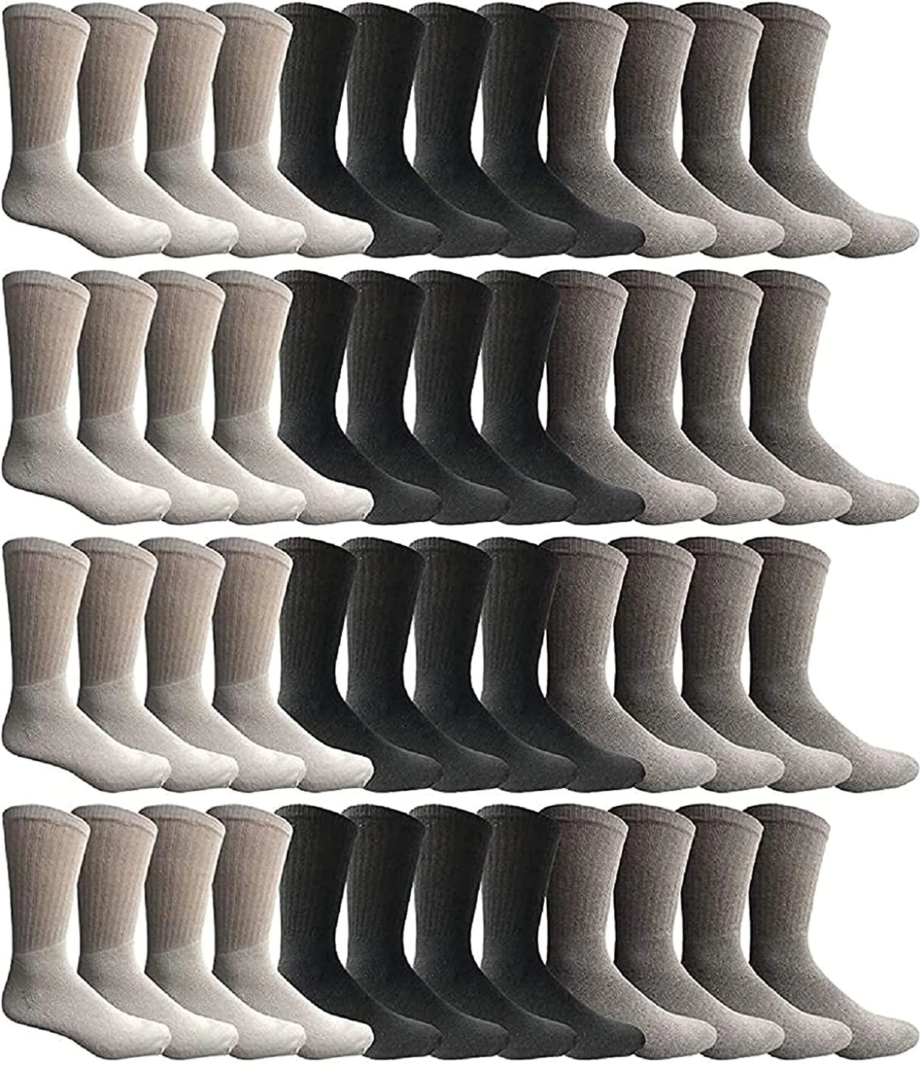 60 Pack SOCKS'NBULK Sport Cotton Unisex Crew, Ankle, Tube Socks, Size 10-13