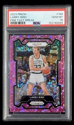 Larry Bird 2023 Panini Prizm #189 Pink Fast Break Prizm #’d/50 PSA 10 GEM MINT