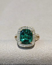 925 Sterling Silver Emerald Ring for Women : Beautiful Engagement Ring For Her