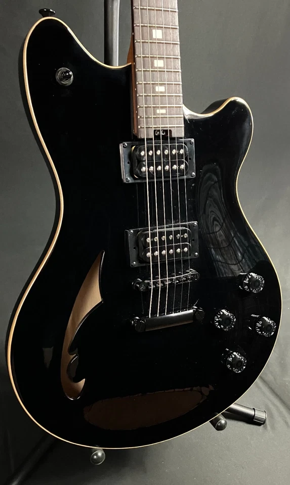 EVH SA-126 Standard Semi-Hollow Body Electric Guitar Piano Black Finish - Image 3 of 4
