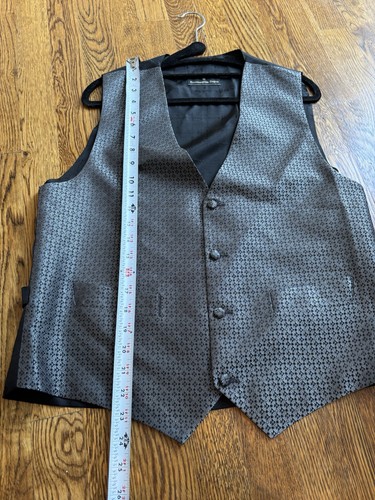 Ermenegildo Zegna Geometric Satin Tuxedo Vest Black Silver 38” Chest - Picture 8 of 8