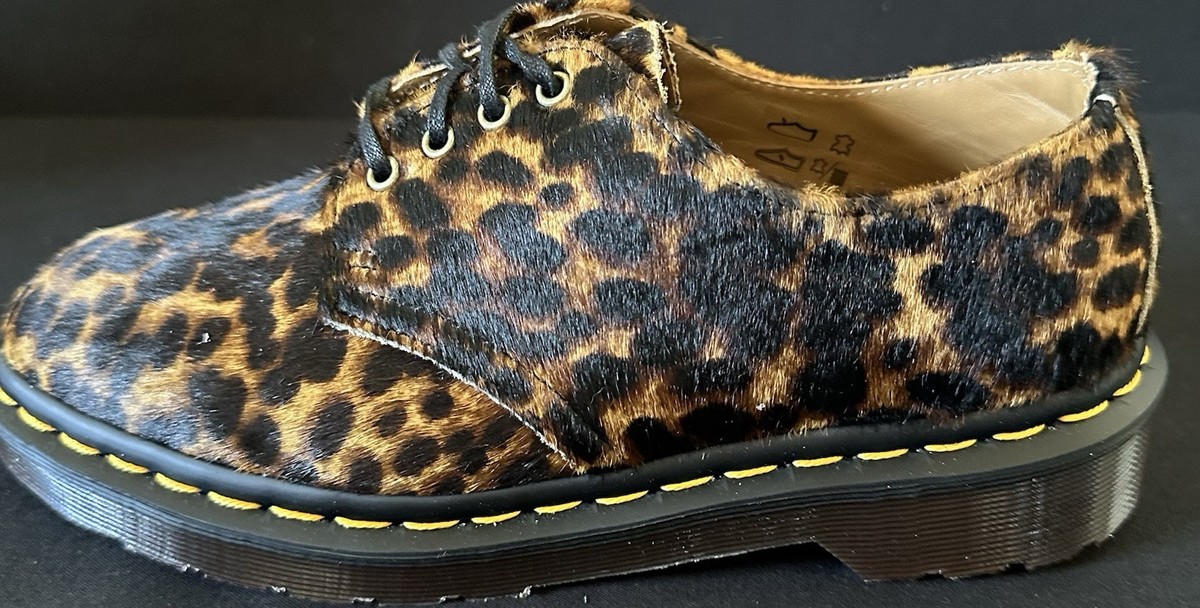 Dr Doc Martens Smiths Hair On Leopard Print Shoe Sz Men 4 Women 5