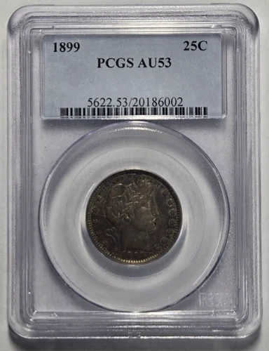 1899 BARBER QUARTER 25C PCGS AU 53 Certified Coin