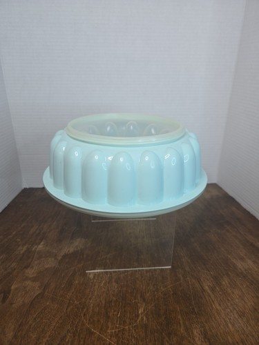 Tupperware Blue Jell-n-Serve Stampo per gelatina 1202-2 con coperchio e inserto 9 pollici