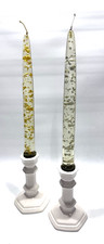 Taper Lucite/Acrylic Candles 1 Gold & 1 Silver 8" with Flakes w/ White Korean