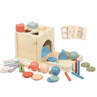 Boîte D'encastrement Formes Couleurs Multifonction Boîte Pédagogique En Bois - Photo 1/4