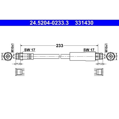 ATE Bremsschlauch 24.5204-0233.3 FüR Seat Skoda Vag, Hinterachse-image