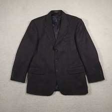 OSCAR DE LA RENTA Blue Gray Houndstooth Tweed Wool Ventless Sport Coat 42R