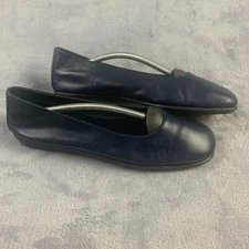 Dexter Leather Ballet Flats Womens 10B Square Toe Classic Comfort Flex Navy Blue