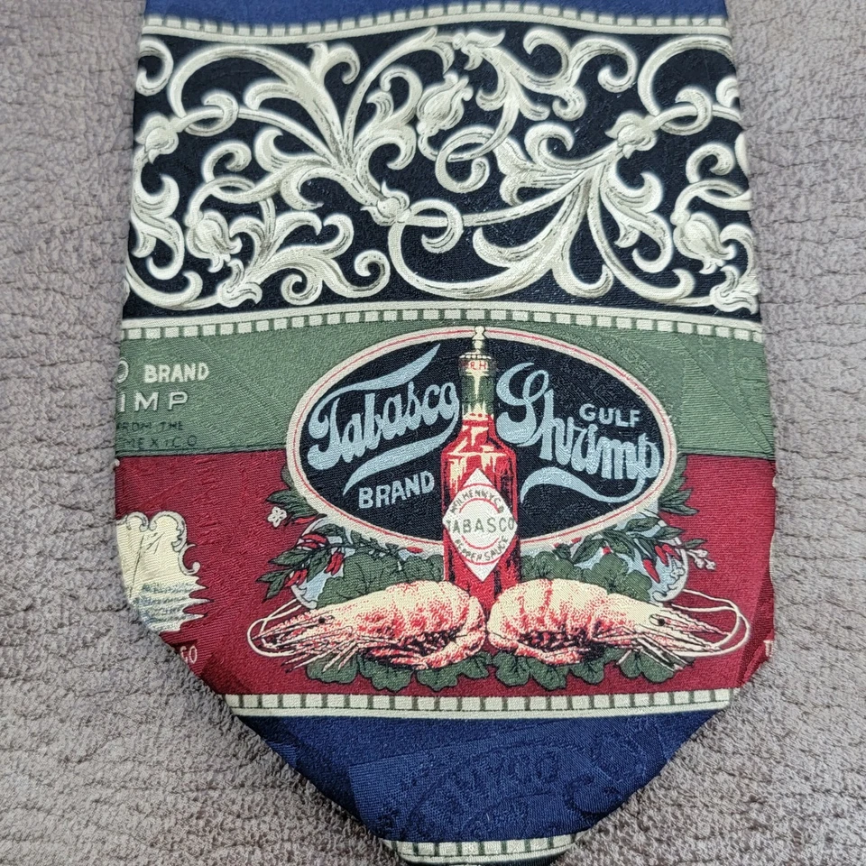 TABASCO Tie 60x4 McIhenny Hot Sauce Cove Oysters Gulf Shrimp Advertising Floral - Image 3 of 4