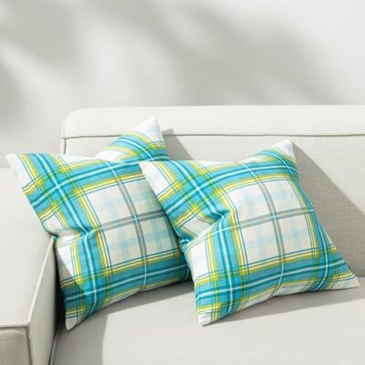 Buffalo Plaid Throw Pillow Covers Farmhouse Check 18 x 18-Inch Light Blue 