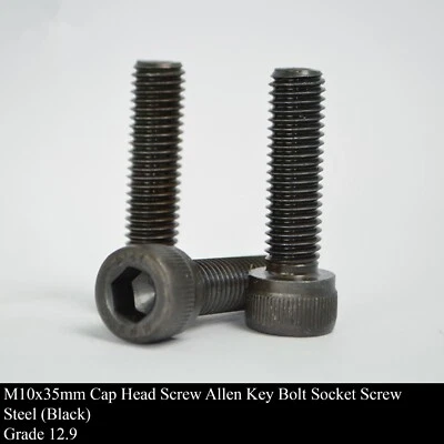 UK FASTENER SHOP LTD M10 x 35 mm Cap Head Screw Allen Key Bolt Socket Screw Black Steel Grade 12.9