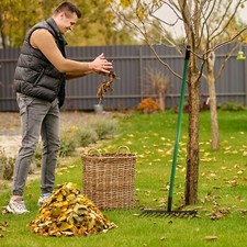 Image of 12 TOOTH LAWN RAKE SHAFT GARDEN HANDLE LEAF METAL HEAD CARBON STEEL GARDENING