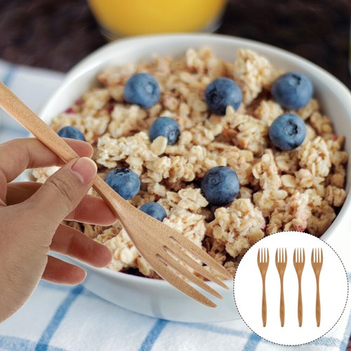 4 Pcs Wooden Fork Child Cooking Utensil Cuchas Y Tenedores Madera