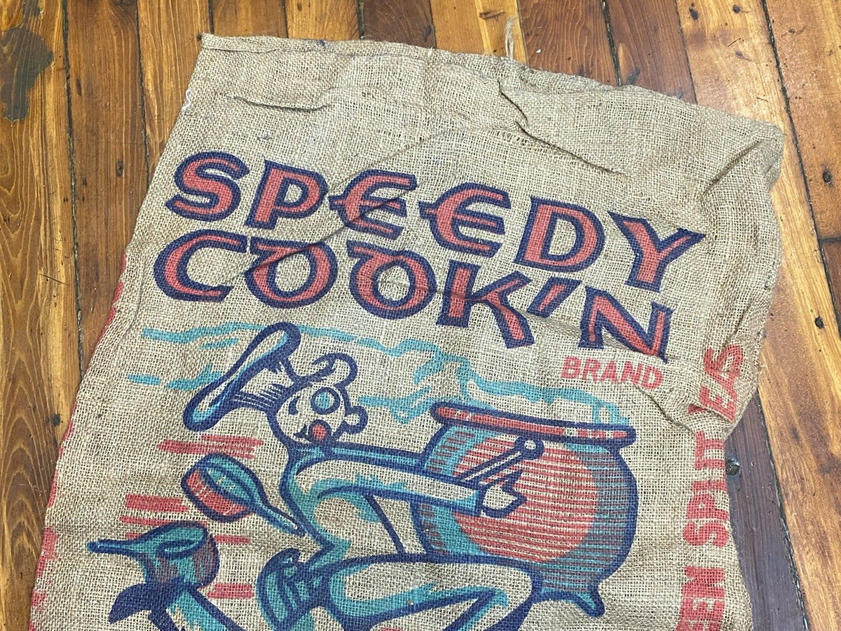 Vintage SPEEDY COOK'N Burlap Sack, GREEN SPLIT PEAS, 100 lbs
