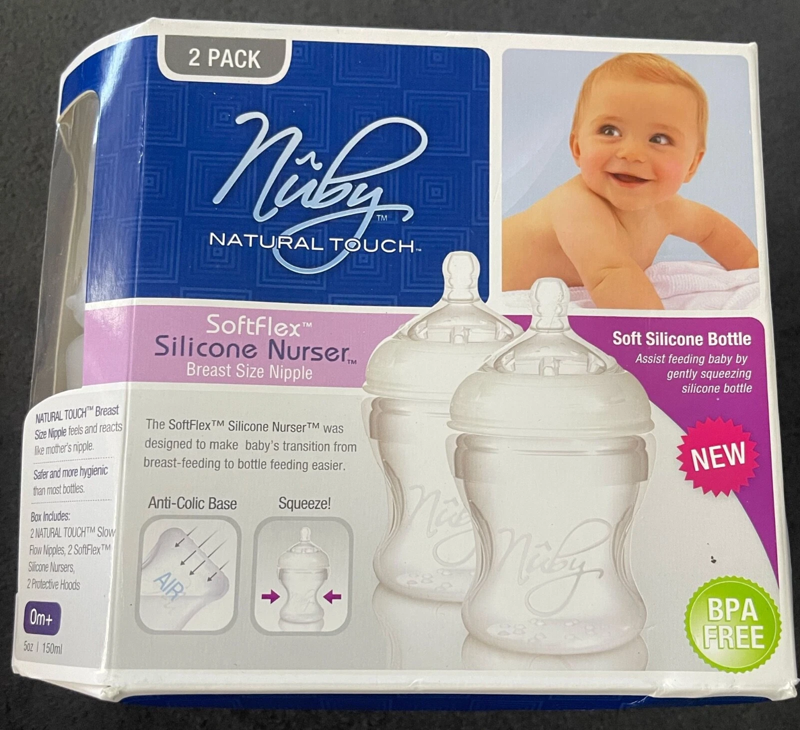 Nuby BPA Free Natural Touch Softflex Silicone Nurser 5 oz. - 2 Pack5