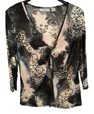 Sagharbor Blouse top size Large shirt multi Black Multi women Top Blouse Shirt