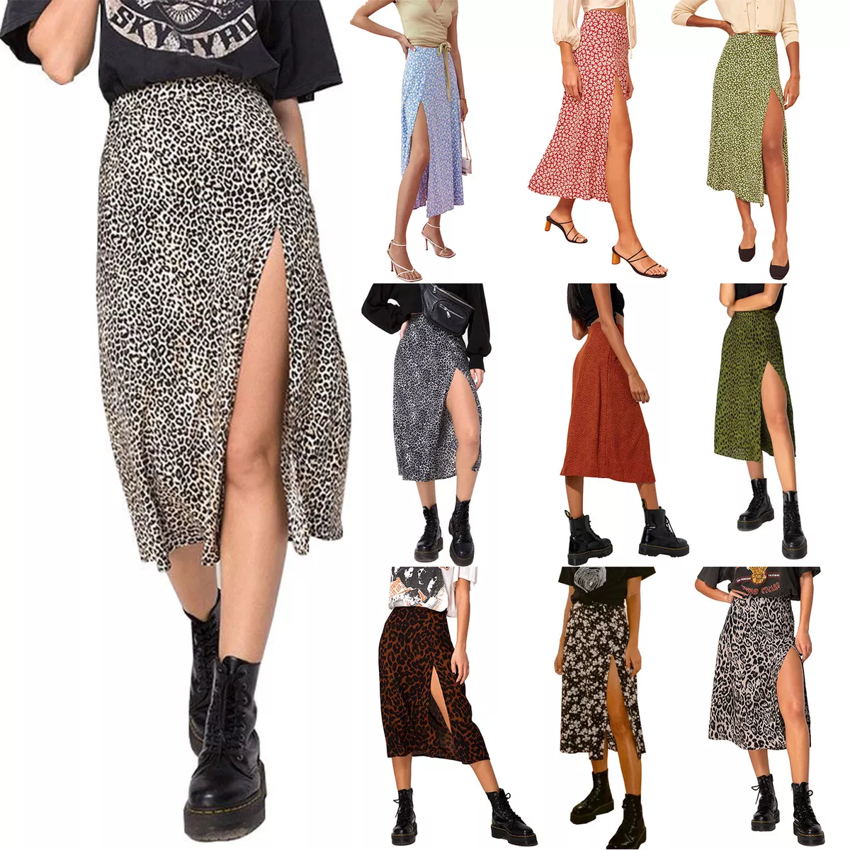 Leopard midi skirt summer cheap