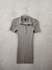 Forever 21 Women Dress Small Brown Rayon Blend Short Sleeve Collared Slim Fit