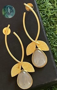 Authentic Elegant gold plated leaf design dangle earrings