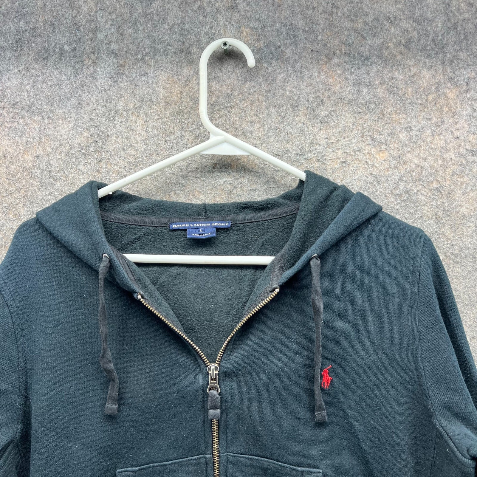 Polo Ralph Lauren felpa con cappuccio donna grande nera full zip maglione pony giacca cotone