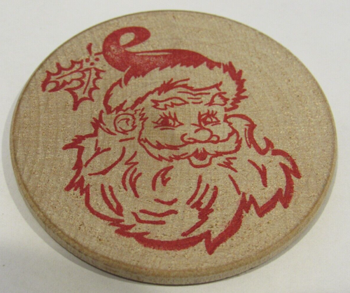 Vintage Santa's Forest Weihnachtsbäume Owego, NY Holzdollar - New York Token - Bild 2 von 2