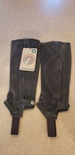 Dublin Child Flexi Leather Suede Half Chaps - M- BROWN